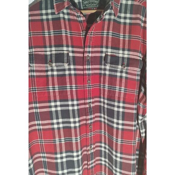 RALPH LAUREN POLO COUNTRY RED BUTTON DOWN PLAID FLANNEL SHIRT - XL - Picture 2 of 7